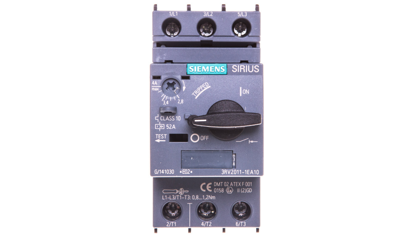 Motor switch 3P 1.5kW 2.8-4A S00 3RV2011-1EA10 /T2UK