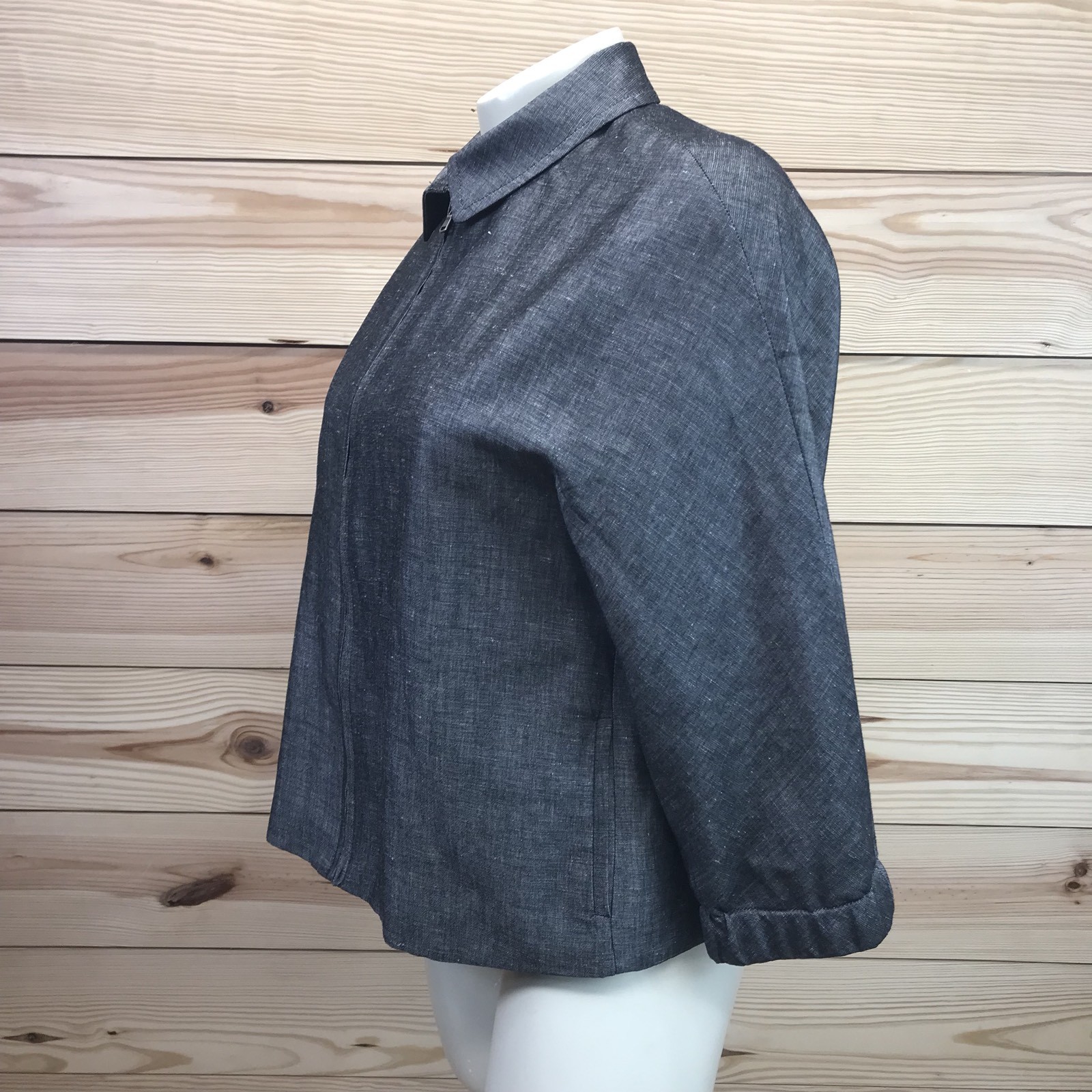 Talbots Jacket 4 Petite Gray Collared Zipper Fron… - image 2
