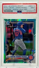 Pete Crow-Armstrong 2021 Bowman Chrome Aqua Lava Refractor Prospect /199 PSA 9