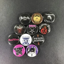 Doom Metal 1" Button Pin Set Candlemass Celtic Frost Pentagram Saint Vitus