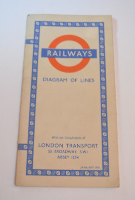 London Transport Underground Map Diagram of the Lines Beck Januar 1951