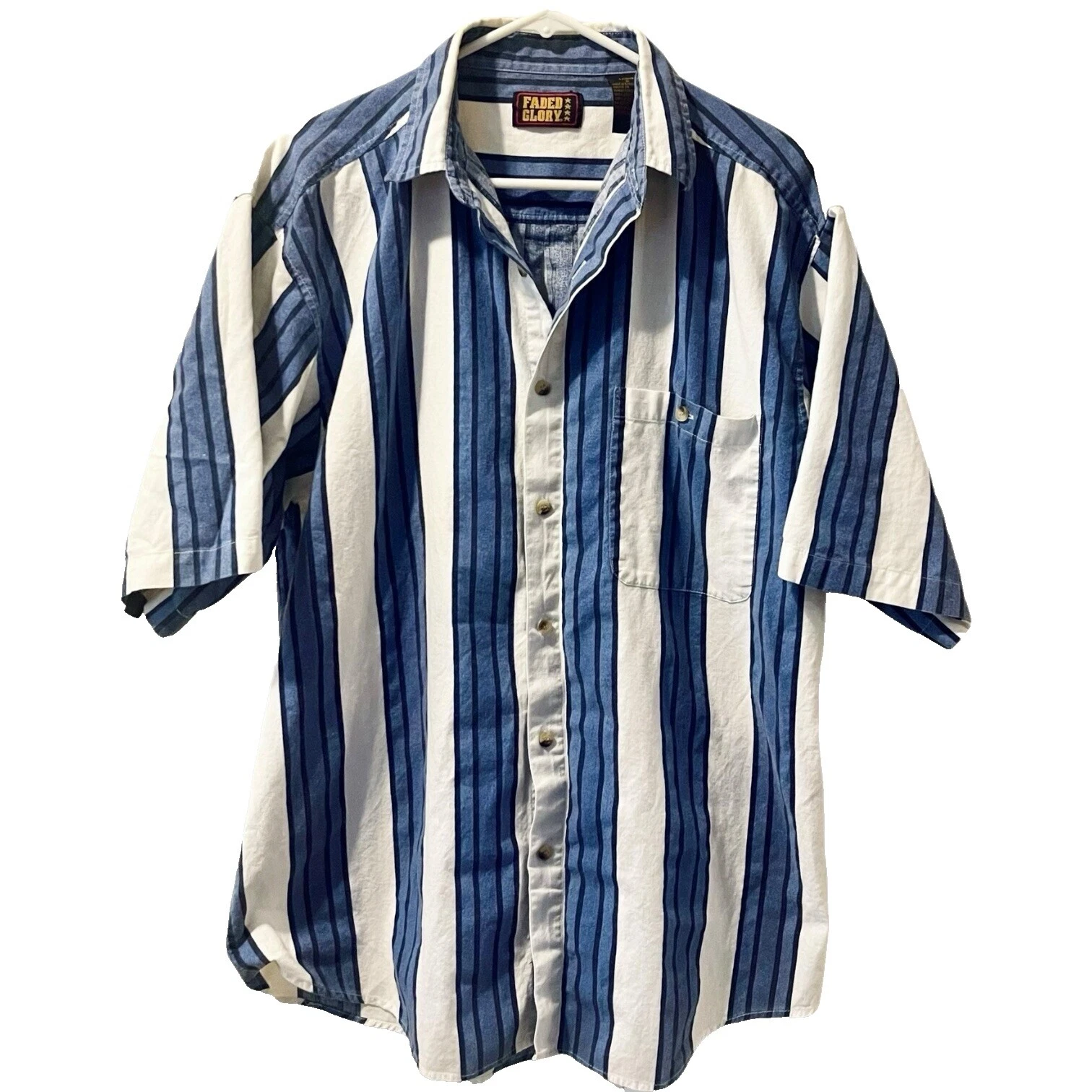 Camisas informales con botones para hombre Faded Glory a rayas