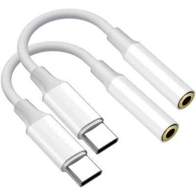USB C auf 3.5mm Kopfhörer Adapter DAC Chip Hi-Fi Klangkompatibel Smartphone 2er 