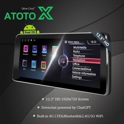 ATOTO For 11-12 BMW 5 Series CIC 12.3'' 4G LTE Android CarPlay Stereo ChatGPT AI