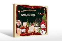 Holzschild Weihnachten GrüßE NeumÜNster Fest Deko Schild Wooden Sign 30X20Cm