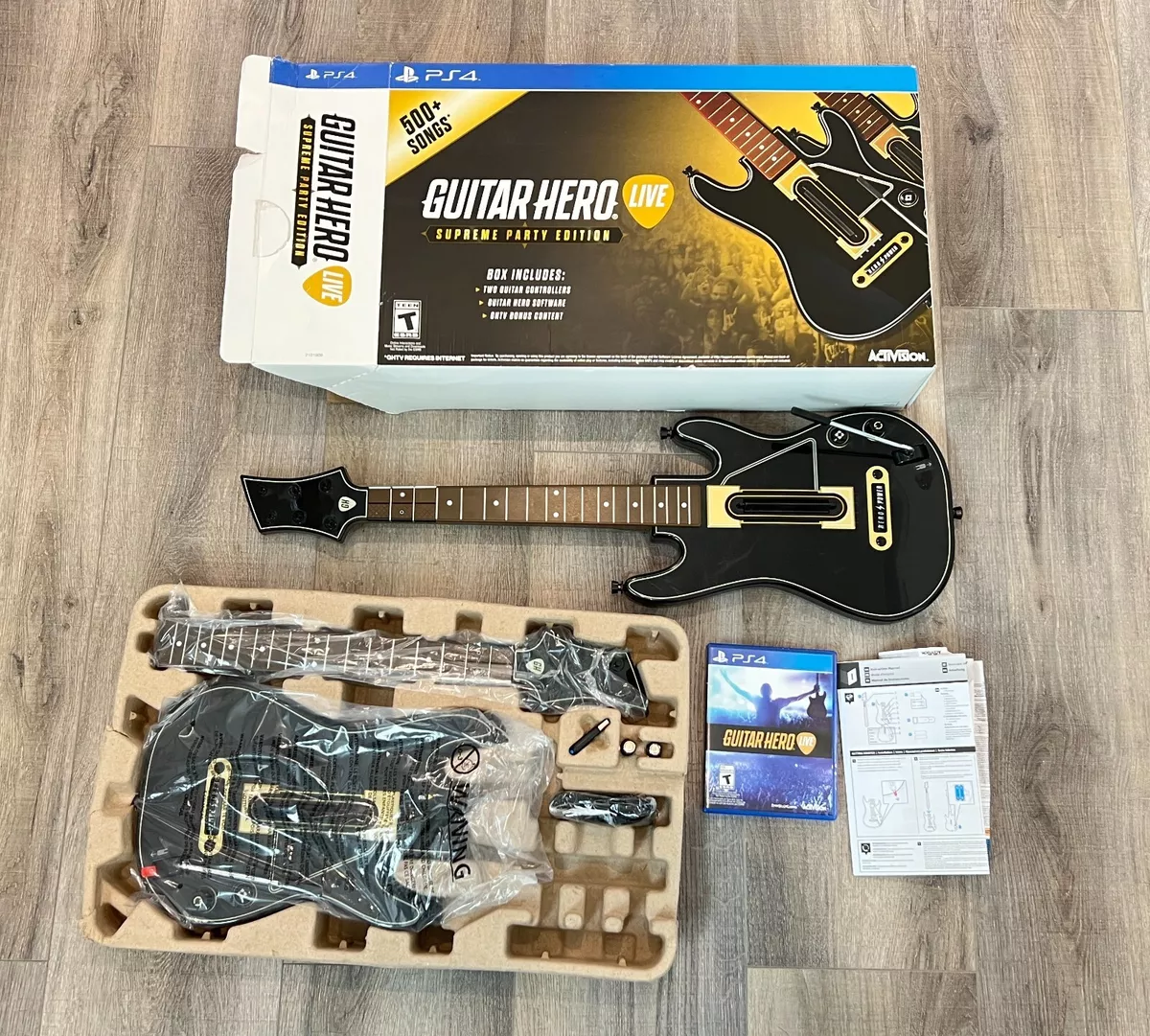 PS4 Guitar Hero Live Supreme Party Edition Game, 2 Guitars, 1 Dongle 500+ Songs!