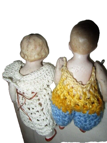 🎀Lot 2 Antique bisque Mignonettes doll house dolls /boy and girl Germany - Picture 2 of 4