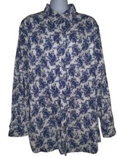 NICE MEN'S CREMIEUX BLUE PAISLEY L/S BUTTON DOWN SHIRT SZ 3XT