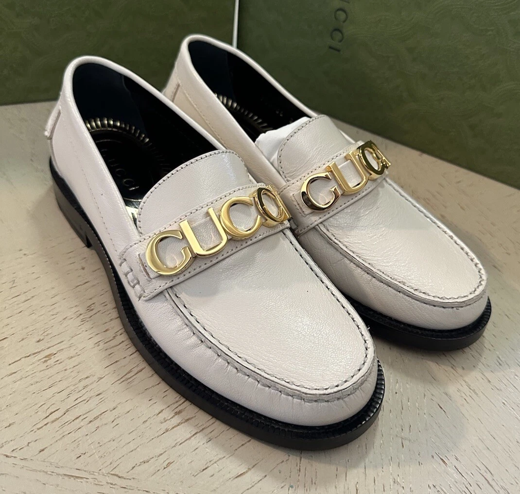 Mocassins Gucci femme logo Gucci chaussures blanc mystique 5 US/35 EU neufs 700036