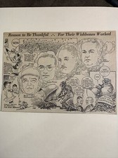 Billy Southworth Charlie Grimm F. Frick 1946 Sporting News Baseball 8X6 Cartoon