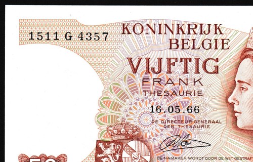 Belgium 50 francs 1966.05.16. Royal Couple P139(4) Sign Lauwerijens Litra G aUNC - Picture 4 of 8