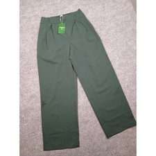 Halara Forest Green High Waisted Wide Leg Pleated Trousers Pants NWT Stained