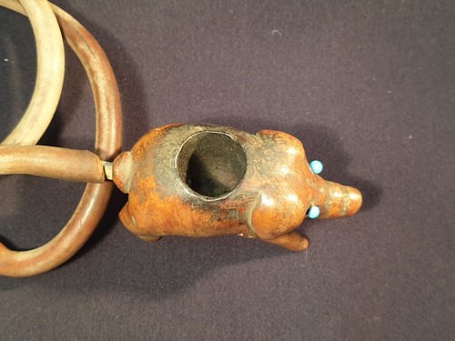 Ancienne rare pipe zoomorphe cochon aux Yeux Bleu "Bruyère WW1 poilu" - Foto 3 di 20