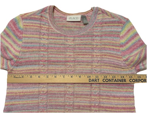 Children's Place Girls' Multi Pastel Striped Knit Sweater Dress Sz 14 Fairy Kei - Picture 6 of 10