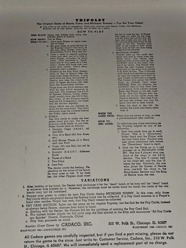 VINTAGE 1976 Turntable Tripoley Elite Edition By Cadaco & 1974 Michigan Rummy - Image 4 of 4