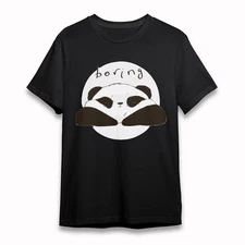 Men's Fashion T-Shirt Lazy Panda Boring Print Tee Short Cotton Oversize Black