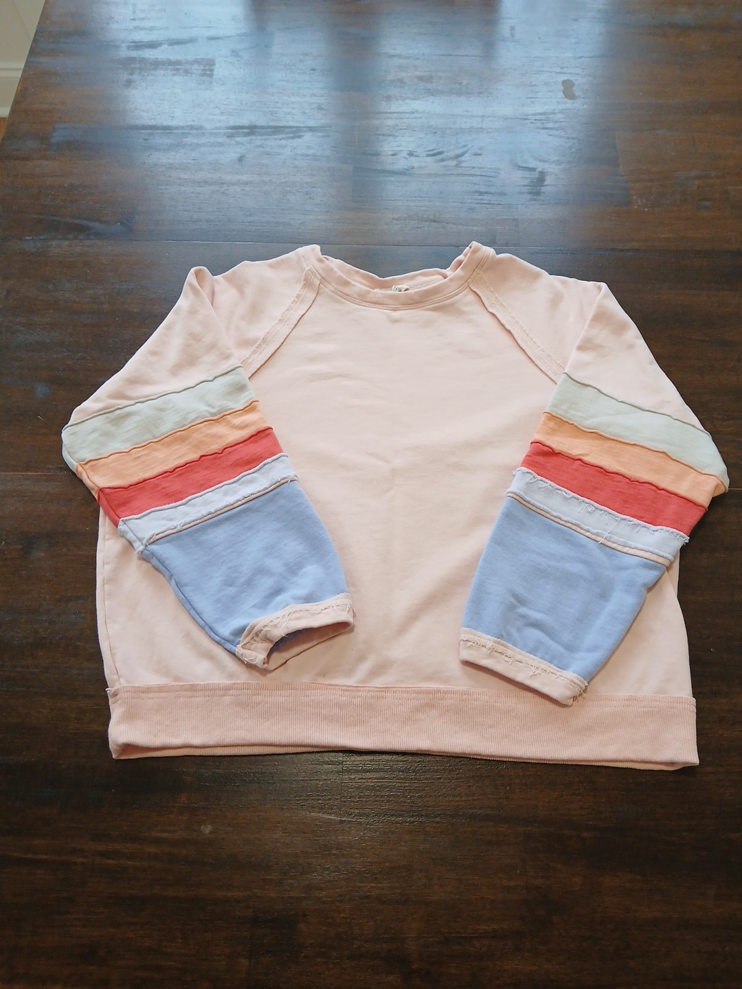 EASEL Colorblock Raw Seams Patchwork Long Sleeve … - image 1