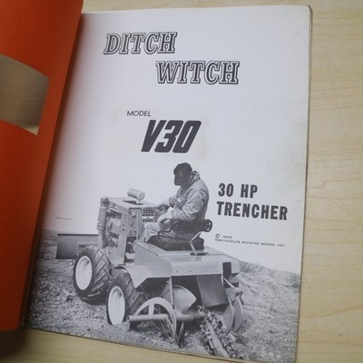 DITCH WITCH V30 TRENCHER Parts Book Operator Owner Parts Book