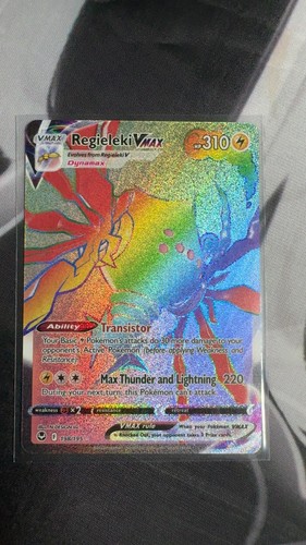 Regieleki VMAX 198/195 Rainbow Rare Silver Tempest Pokemon Holo Near Mint