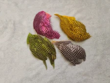 GRIZZLY SADDLE HACKLE FLY TYING FEATHERS MATERIAL.  Set Of 4 Colors