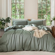 Duvet Cover Set 100 Washed Cotton Linen Like King  Relaxed Linen-like Texture.