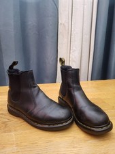 Dr. Martens Womens 2976 Black Leather Round Toe Pull-On Ankle Chelsea Boots US 8