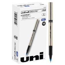 Uni-ball Deluxe Rollerball Pen, 12 Blue 0.7mm, Smooth Writing, Waterproof Ink,