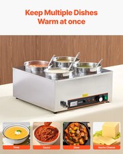 Electric Soup Warmer, Four 6.34QT Stainless Steel Round Pot with 86185 F