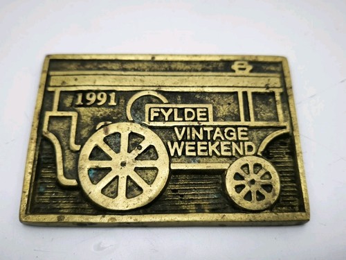 Vintage 1991 Fylde Classic Steam Rally Weekend Brass Plaque 10cm X 7cm - Picture 2 of 5