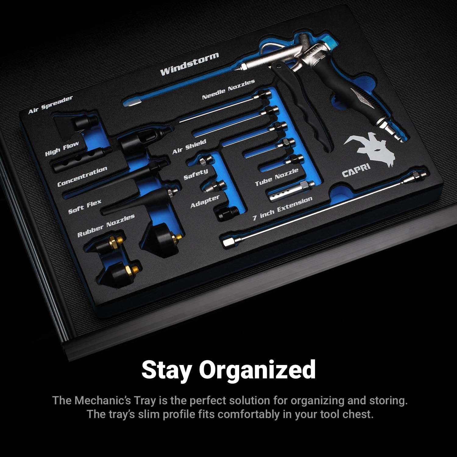 2-Way Air Blow Gun Kit with Nozzles & Rubber Tips, 19 Pieces