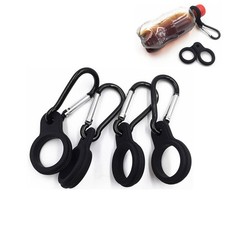 6Pcs Scratch Resistant Silicone Water Bottle Carrier Clip Hook Buckle Black