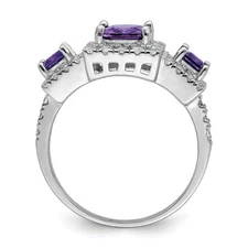 Silver  Purple Square CZ Ring QR2303