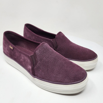 Keds Triple Decker Sneakers Women Burgundy Suede Embossed Slip-on  WH64132