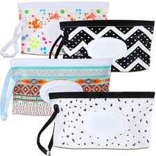 4 Pack Baby Refillable Baby Wet Wipe Dispenser Reusable Wipes Pouch Container