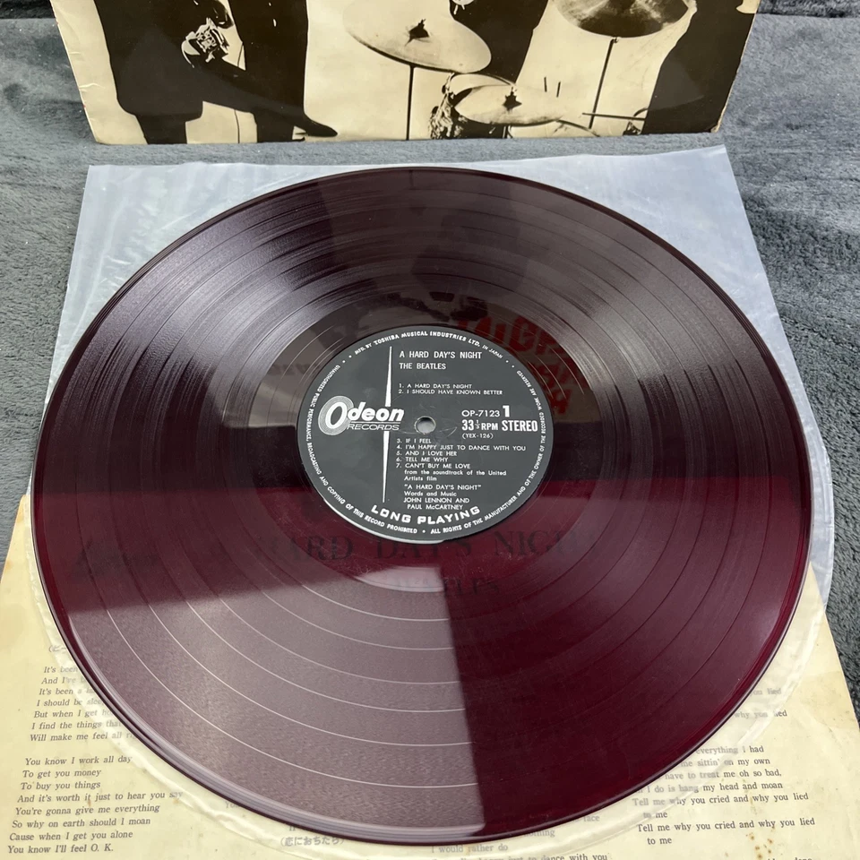 Beatles – A Hard Day's Night 1964 1st Japan Pressing LP Red Vinyl Record OP7123 - Bild 4 von 4