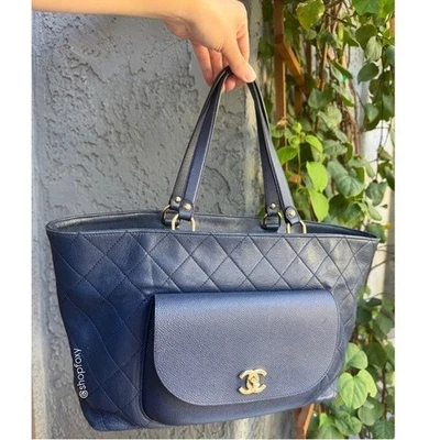 CHANEL ネイビー トートバッグ シャネル トート ブルーバッグ & ハンドバッグ 女性用 | eBay