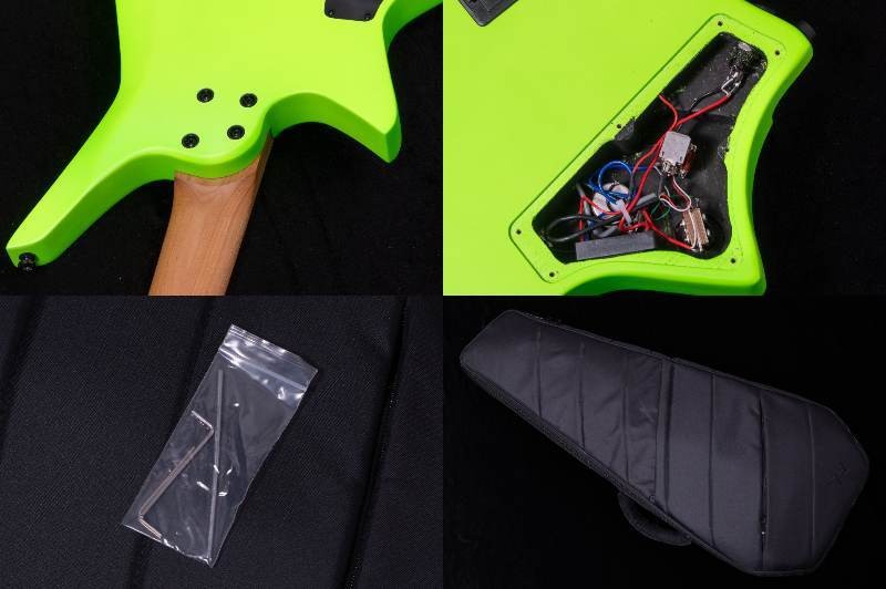 Electric Guitar HEX Guitars Z507 S/NGN Neon Green Headless 7