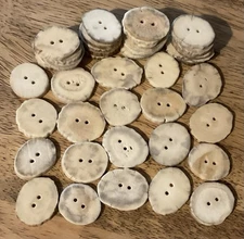 10 Antler Buttons 1 - 1 1/4” Large Two Hole Solid Bone / Natural Color Art Craft