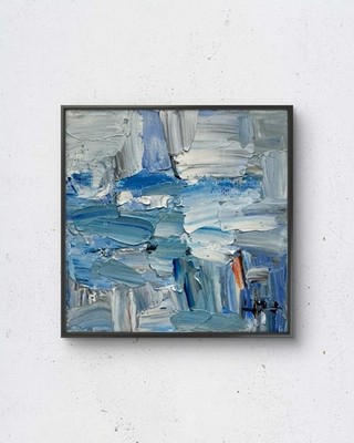 Lake No. 41 4x4 Original Oil Painting Abstract Landscape Home Decor