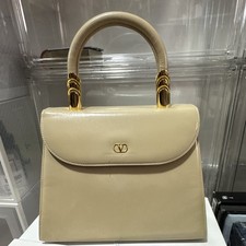 Valentino Garavani Ivory Top Handle Bag Logo Accent Gold Hardware Snap Strap