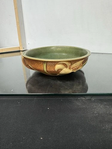 Roseville Zephyr Lily Brown 1946 Vintage Art Pottery Ceramic Bowl 472-6