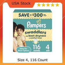Pampers Swaddlers Diapers, Size 4, 116 Count , Diaper Size:4, Freeship