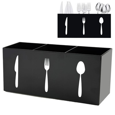 Black Acrylic Small Silverware Caddy Organizer Countertop Kitchen Storage