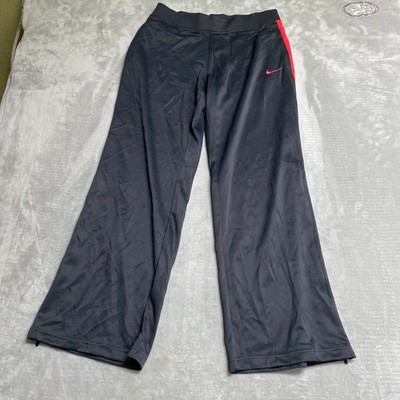Nike Track Pants Womens W32 Black Red Ankle Zip Wide Leg Performance Athletic