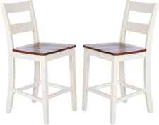 Home Collection Yuri White and Natural 24-Inch Counter Stool (Set of 2)
