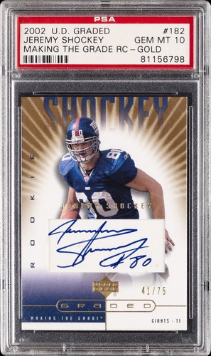 Jeremy Shockey [Making the Grade RC Gold] #182 2002 Upper Deck Graded card