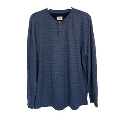 Marine Layer Mens Long Sleeve Henley Shirt Gray Striped Size L Made In USA