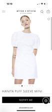 alice + olivia dress, white puff sleeve dress, size 0, worn once for photos. 