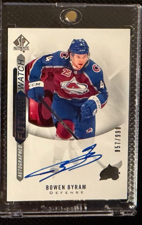 2020-21 UD SP Authentic Bowen Byram Future Watch Auto #/999 RC Sabres Avalanche