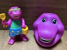 Vintage 1993 BARNEY Dinosaur PVC Figure Lyons Group 2.5” At The Beach Soap Head